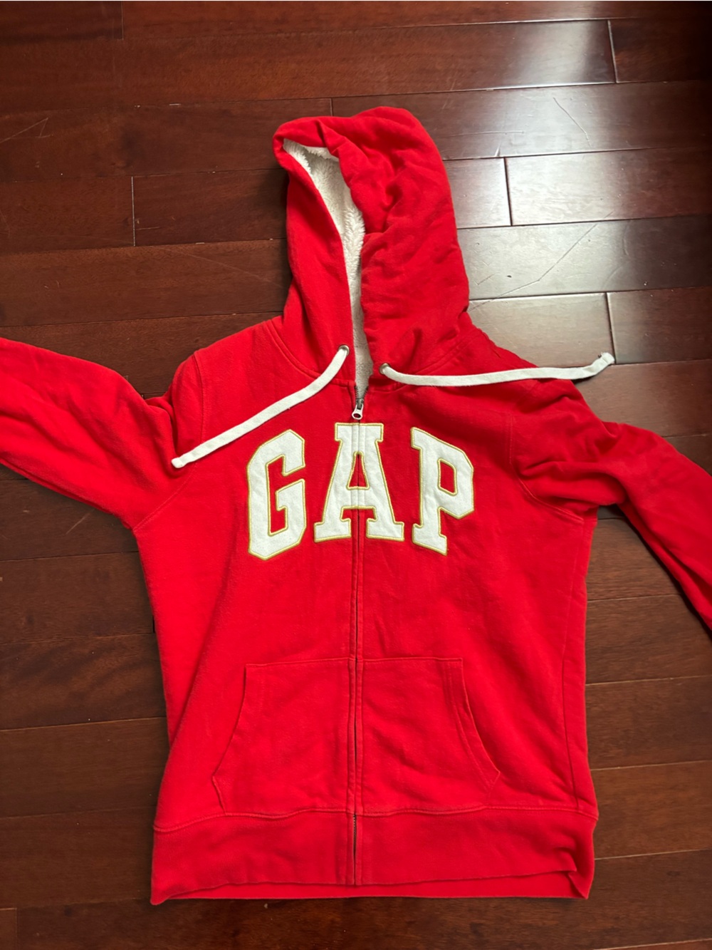 GAP Red Hooded Zip Sweatshirt with White Logo
